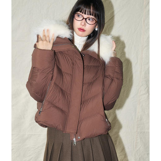 24冬新韩系名媛风貉子毛领可拆卸90白鸭绒短款羽绒服！ 商品图2