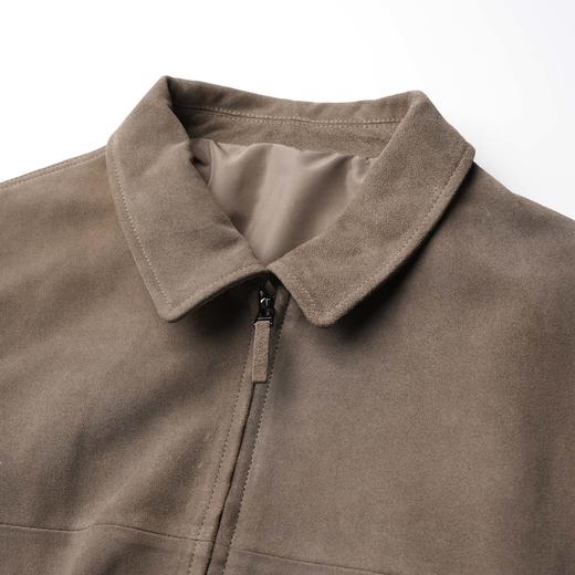 ROMI STUDIO“棕标甄选”进口小牛反绒皮立领收腰宽松皮衣 441P6028 商品图1