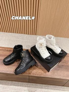 香奈儿24B最新厚底菱格链条双C扣短靴（HC）
