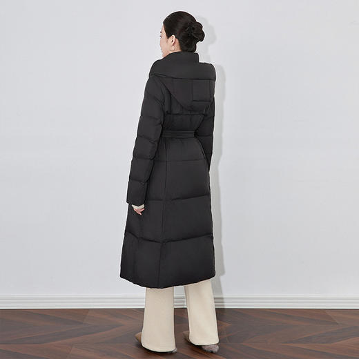 【高货wl】全新升级【铂金会员809/天猫1099/差价290】(13935) 洛诗琳冬季高级感简约白鹅绒几何绗线系带收腰连帽羽绒服 商品图4