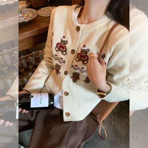 <曾小咸推荐>氛围感小熊毛衣开衫外套 商品图2