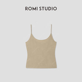ROMI STUDIO”基础优雅“16针亚麻棉混纺透气针织吊带背心 422A7088