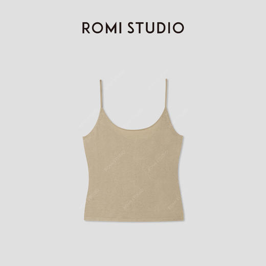 ROMI STUDIO”基础优雅“16针亚麻棉混纺透气针织吊带背心 422A7088 商品图0