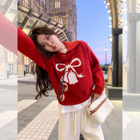 【179元任选2件】最后一波现货！氛围感本命新年蝴蝶结红色毛衣