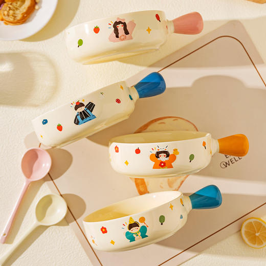 摩登主妇 一家三口手柄碗家用可爱陶瓷空气炸锅烤碗烤箱专用泡面碗 商品图4
