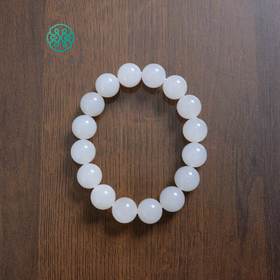 玉美人菲菲#和田玉羊脂玉单圈手串-圆珠约12mm