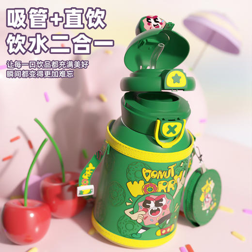 【双饮公仔杯！每天都充满乐趣】食品级卡通双饮款儿童保温杯316不锈钢防摔公仔吸管杯男女学生便携水杯。ry 商品图1