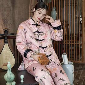 年货节！【新中式撞色盘扣高级感家居服套装】冬季2024加厚加棉睡衣家居服套装可外穿