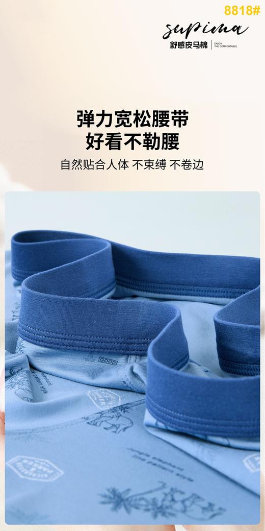 【两条装】男士舒感皮马棉匹马棉包头树叶柠檬麦穗印花平角内裤8817/8818/8805/8768/6630/8809/8760 商品图7