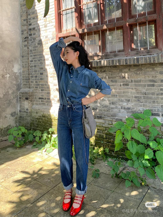 焊身上~の保真！柜1690大洋！美式小马刺绣牛仔衬衫！ 商品图5