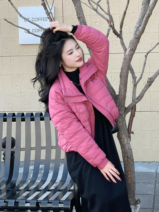 【百图lulu定制】【桃之夭夭羽绒服】夹克版型  拉链口袋 轻盈版90白鸭绒羽绒服 商品图4