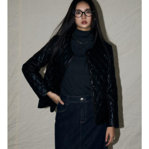 24秋冬新品韩系复古时髦菱格棉服！绗缝小香风短款棉服外套女款！ 商品图2