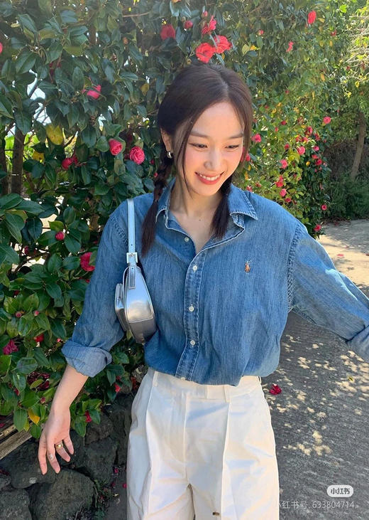 焊身上~の保真！柜1690大洋！美式小马刺绣牛仔衬衫！ 商品图1