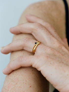 ABOAB｜SYZYGY Ring SET [ 珐琅戒指  银红enamel / 金黑enamel ]【ETERNITY】