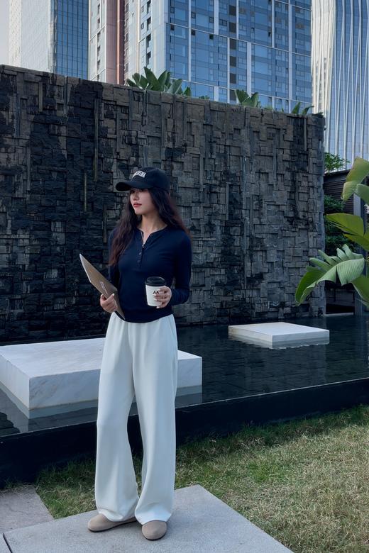 哈瓦塔（升级款）罗纹纽扣长袖兰精莫代尔超柔舒适上衣 商品图13