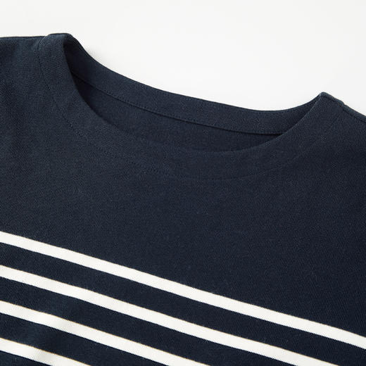 ROMI STUDIO“经典复古”100棉蓝白条纹宽松圆领长袖T恤RW24ASZ0345 商品图4