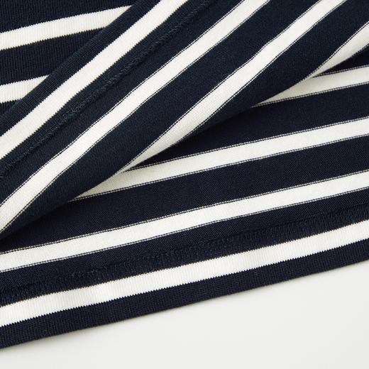 ROMI STUDIO“经典复古”100棉蓝白条纹宽松圆领长袖T恤RW24ASZ0345 商品图6