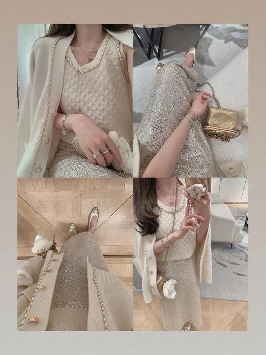 金蘑菇菇 La Droite慢半拍心动 /重磅高克重羊毛 链条香香开衫 商品图5