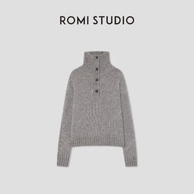 ROMI STUDIO“温暖如初”3针单边 绵羊毛棉混纺高领毛衫RW24WSG1220
