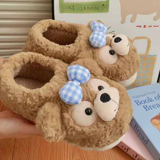 全包款棕色卡通冬季毛绒棉拖鞋38-39 40-41码 商品图0