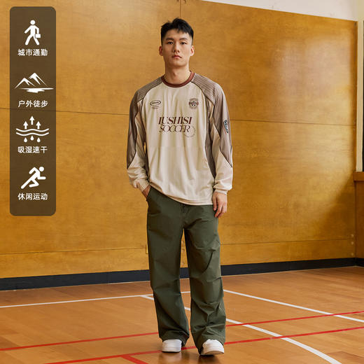 LUSHISI草根主题足球风长袖吸湿速干街头篮球服投篮服t恤运动服男 商品图3