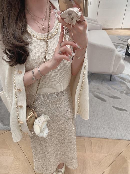 金蘑菇菇 La Droite慢半拍心动 /重磅高克重羊毛 链条香香开衫 商品图8