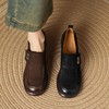 【预售5天】秋冬季羊皮乐福鞋圆头复古风小皮鞋魔术贴中跟深口单鞋女DPJ&2955 商品缩略图4