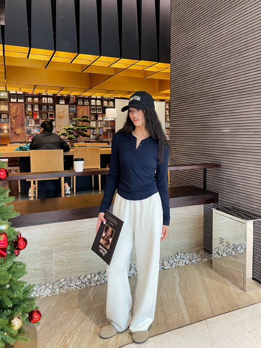 哈瓦塔（升级款）罗纹纽扣长袖兰精莫代尔超柔舒适上衣 商品图11