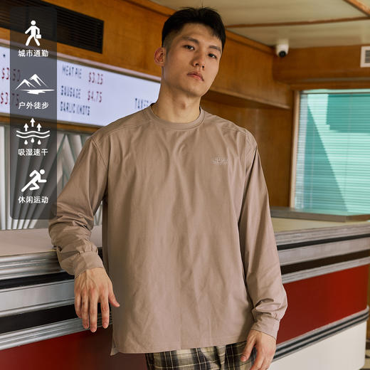 LUSHISI基础简约主题吸湿速干透气运动通勤日常棉感针织长袖t恤男 商品图2