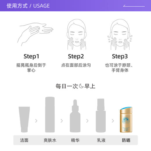 【保税仓直发】资生堂安耐晒防晒乳60ml 商品图3