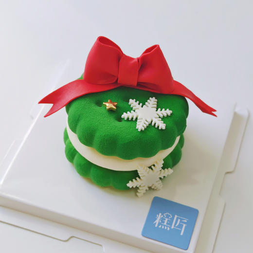 蝴蝶结绿色圣诞Emoji圆形蛋糕 | 糕匠 商品图3