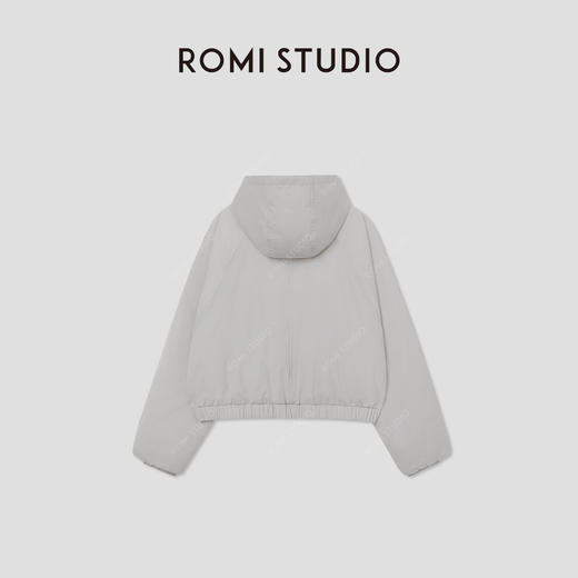 ROMI STUDIO90白鹅绒 牦牛绒棉混纺宽松连帽短羽绒服RW24WWG0069 商品图1