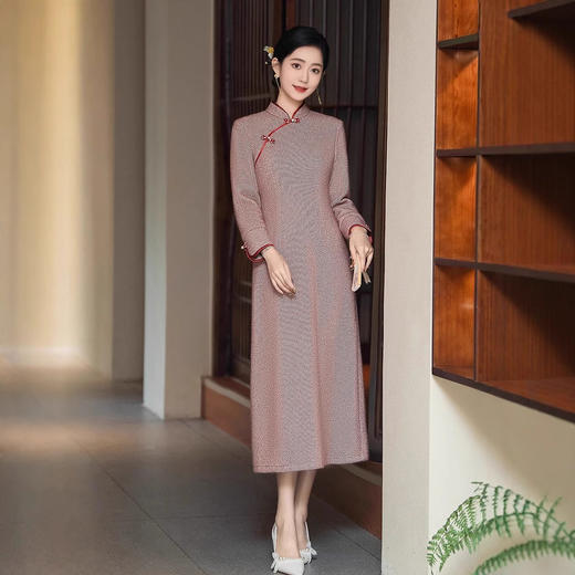 GSJ 896改良旗袍素雅复古长袖旗袍连衣裙 商品图2