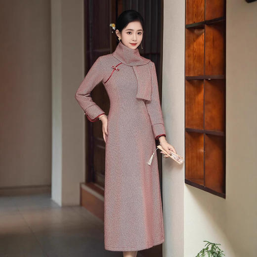 GSJ 896改良旗袍素雅复古长袖旗袍连衣裙 商品图0