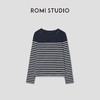 ROMI STUDIO“经典复古”100棉蓝白条纹宽松圆领长袖T恤RW24ASZ0345 商品缩略图2