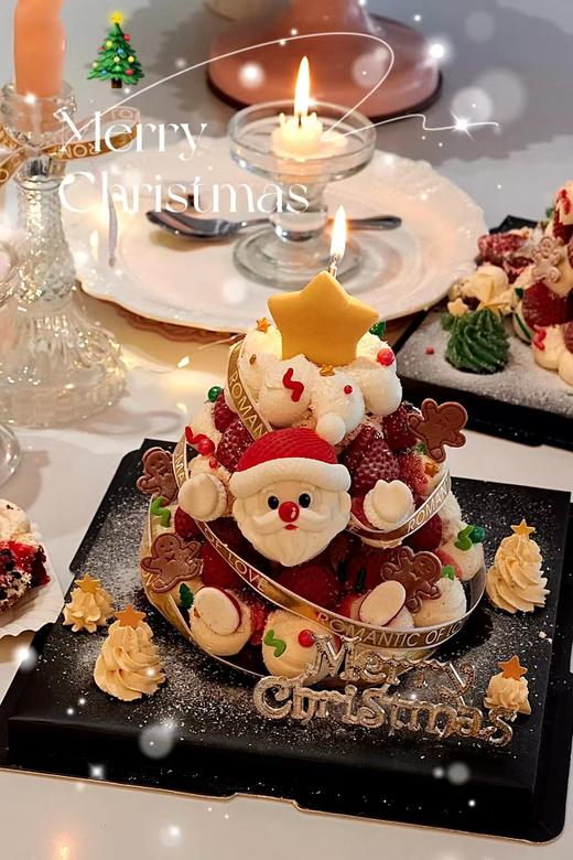 【圣诞老人特别版】-翻糖造型-新鲜水果蛋糕 商品图1
