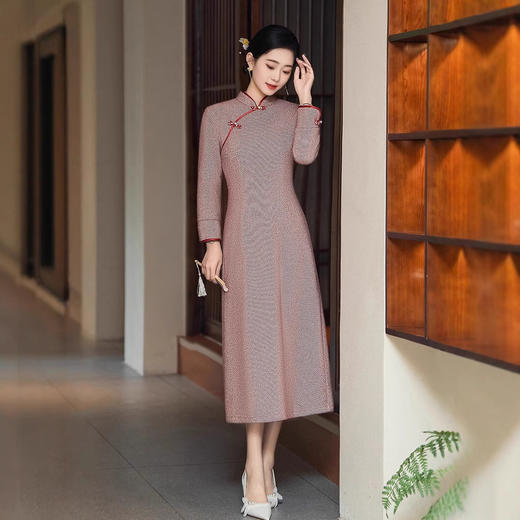 GSJ 896改良旗袍素雅复古长袖旗袍连衣裙 商品图3