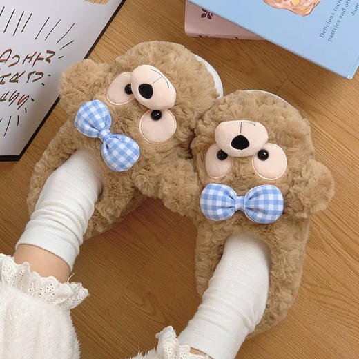 棉拖鞋秋冬款可爱小猴外穿厚底防滑加绒鞋（38-39码） 商品图0