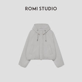 ROMI STUDIO90白鹅绒 牦牛绒棉混纺宽松连帽短羽绒服RW24WWG0069