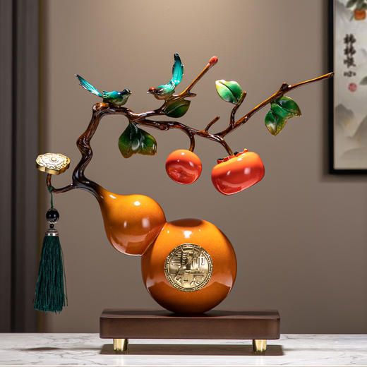 E-YM-B301 纯铜柿事如意葫芦摆件 290*120*250 商品图1