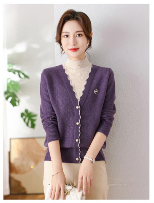 🔔【泰迪熊TEDDYBEAR】针织波浪半高领妈妈装假两件1021款：🌻如海浪般起伏的波浪图案，💗针织的方式巧妙呈现，💕赋予了整件衣服一种灵动的韵律感 商品图5