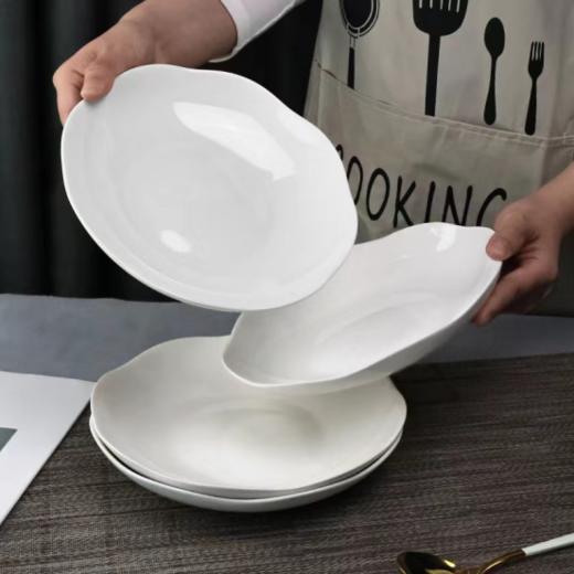 【孟垣中式新骨瓷纯白荷叶盘🥣】 出口级品质❗FDA认证❗宜JIA代工厂出品❗宜JIA同款售价💰9.9元/个❗ 💰39.9元六个中式新骨瓷纯白荷叶盘😎 商品图3