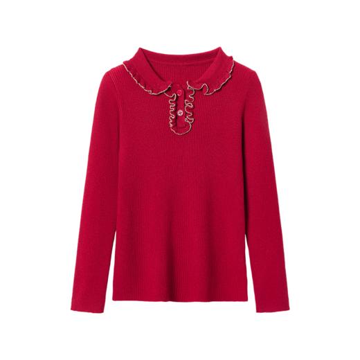 littletime女童金丝花边羊毛衣秋冬2024新款秋冬长袖Polo针织衫 商品图3