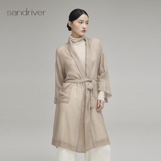 羊绒超轻薄青果领睡袍SJF96W768N 商品图4