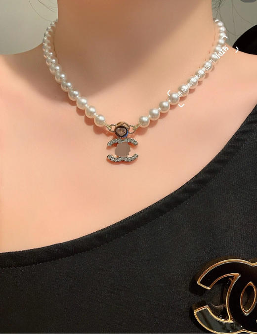 427-4 仅剩我囤的三条 真香老渠道 爆款 爱心小金豆 晶钻双C 珍珠项链 商品图4