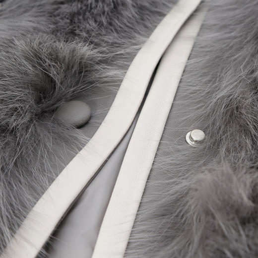 PP612斯尔丽24新款名媛气质狐狸毛小香风拼接绵羊皮撞色口袋减龄皮草 商品图4