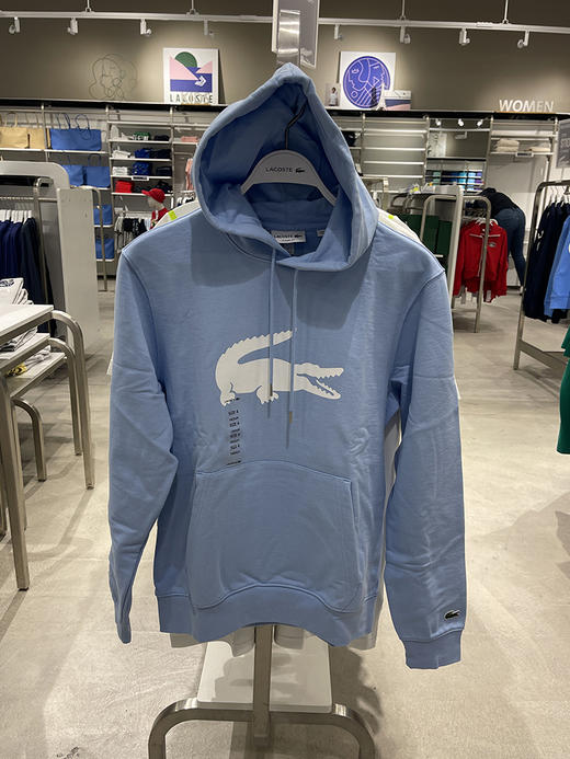 Lacoste/法国鳄鱼 男士棉混纺印花鳄鱼标袋鼠兜连帽卫衣SH9042 商品图2