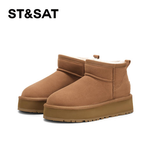 星期六加绒保暖增高百搭厚底雪地靴SSC4118C02 商品图3