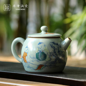 问鼎鼎青系列斗彩德钟壶（嬉戏童趣）