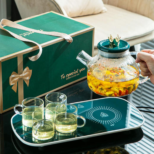 【智能恒温❗️养生壶礼盒套装】恒温垫超好用，陶瓷、玻璃、不锈钢、纸盒牛奶、婴儿奶瓶等均可直接使用！55度恒温壶家用玻璃茶具保温杯垫水壶伴手礼珠宝店商务礼品 商品图0